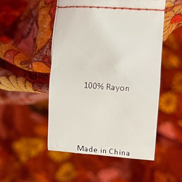 Women Colorful Floral 90s Retro Hippie Boho Girly Smocked Tiered Maxi Dress L - Picture 13 of 14